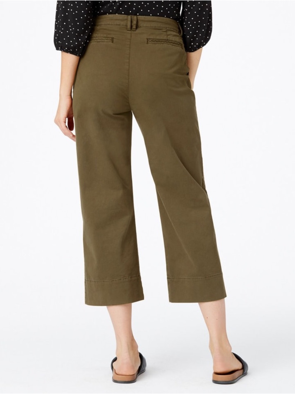 Garnet Hill Brown Wide-Leg Crop Chinos